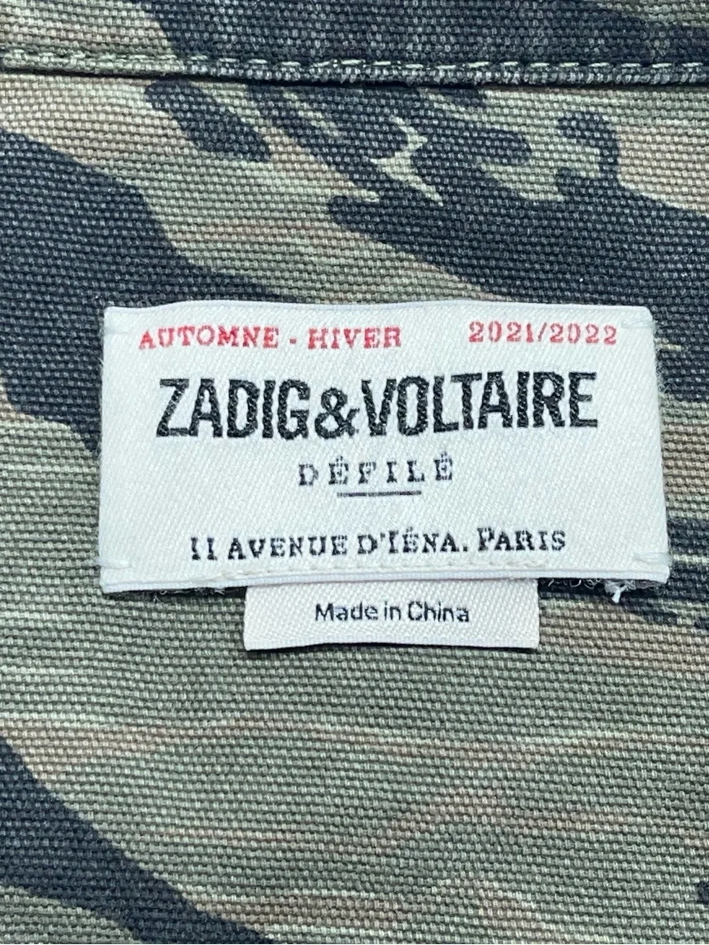 Zadig & Voltaire Paris Camo Jacket Mens Size Medium Button Up Canvas Troy Camou